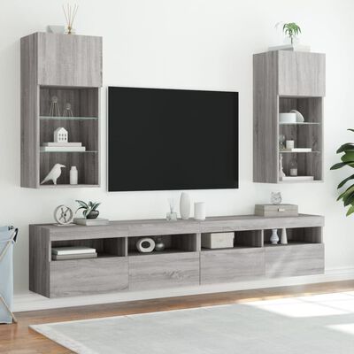 vidaXL Meuble TV avec lumières LED sonoma gris 40,5x30x90 cm