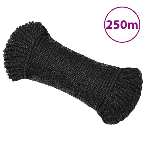 vidaXL Corde de travail Noir 8 mm 250 m polypropyl&egrave;ne