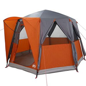 vidaXL Tente de cabine 3 personnes Gris et orange 320 x 320 x 203 cm