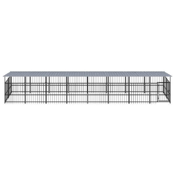 vidaXL Chenil d'ext&eacute;rieur avec toit pour chiens Acier 15,02 m&sup2;