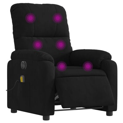 vidaXL Fauteuil inclinable de massage électrique noir tissu microfibre