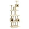 vidaXL Arbre &agrave; chat avec griffoirs en sisal Cr&egrave;me 188 cm