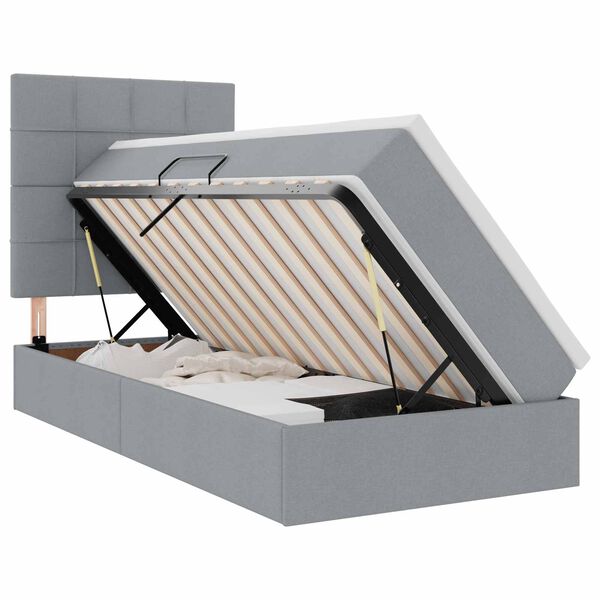 vidaXL Lit avec rangement et matelas Gris clair 100 x 200 cm Polyester