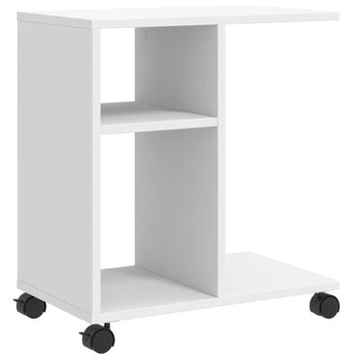 vidaXL Table d'appoint avec roues blanc 50x30x55 cm bois d'ingénierie