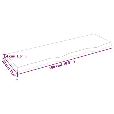 vidaXL Comptoir de salle de bain 100x30x(2-4)cm bois massif non traité