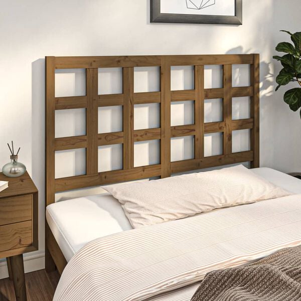 vidaXL T&ecirc;te de lit Marron miel 125,5x4x100 cm Bois massif de pin