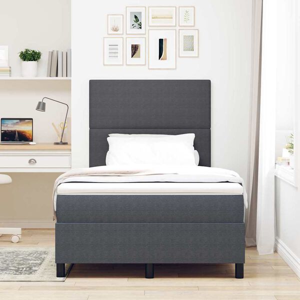 vidaXL Lit &agrave; ressort LED Gris fonc&eacute; et blanc 120 x 190 cm