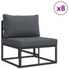 vidaXL Ensemble de canap&eacute; de jardin avec coussin 11 pcs Noir Aluminium