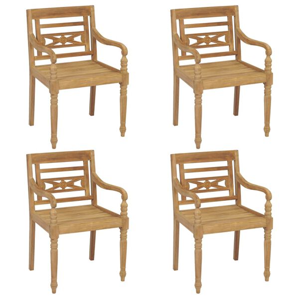 vidaXL Chaises Batavia lot de 4 Bois de teck solide