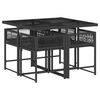 vidaXL Ensemble à manger de jardin coussins 5pcs Noir Résine tressée