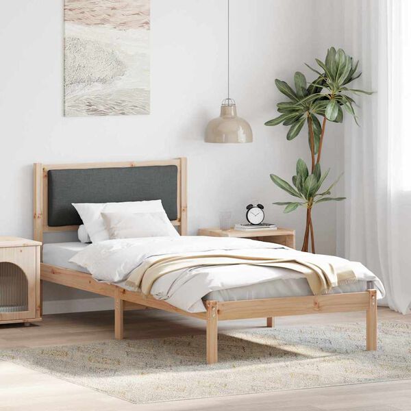 vidaXL Cadre de lit avec t&ecirc;te de lit Gris fonc&eacute; 90 x 190 cm Pin massif