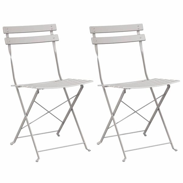 vidaXL Chaise de jardin pliante 2 pcs Beige 42 x 46 x 82cm M&eacute;tal