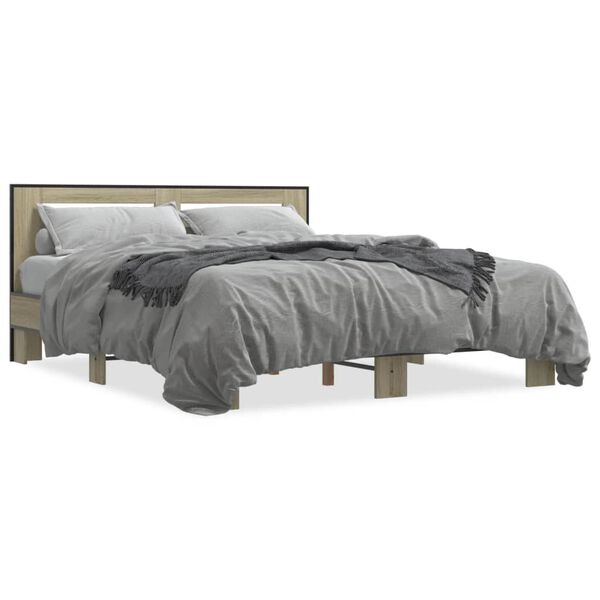 vidaXL Cadre de lit sans matelas ch&ecirc;ne sonoma 160x200 cm