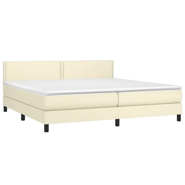 vidaXL Sommier &agrave; lattes de lit avec matelas et LED Cr&egrave;me 200x200 cm