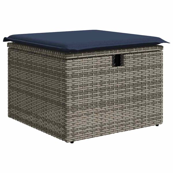 vidaXL Salon de jardin 2 pcs avec coussins gris r&eacute;sine tress&eacute;e acacia