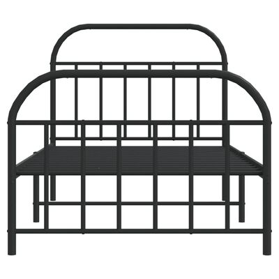 vidaXL Cadre de lit métal sans matelas avec pied de lit noir 100x190cm