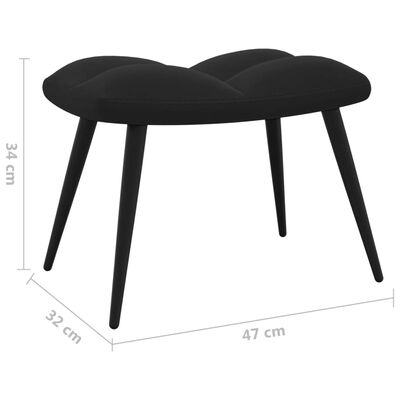 vidaXL Chaise de relaxation avec tabouret Noir Velours