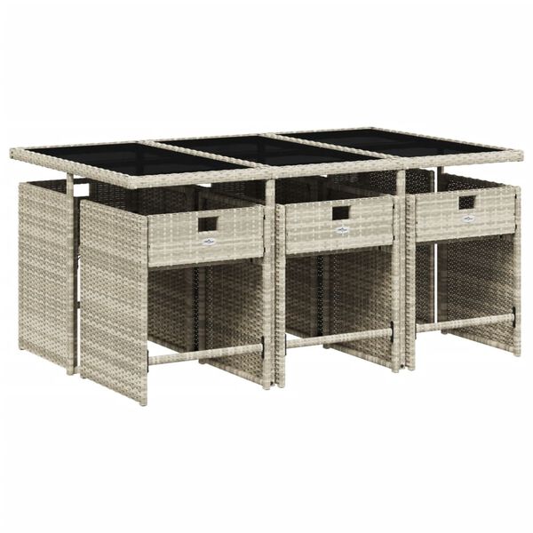 vidaXL Ensemble &agrave; manger de jardin et coussins 7 pcs gris clair rotin