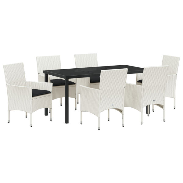 vidaXL Ensemble de salle &agrave; manger pour jardin 7 pcs Blanc Poly rotin