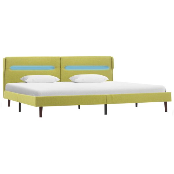vidaXL Cadre de lit avec LED Vert Tissu 140 x 200 cm