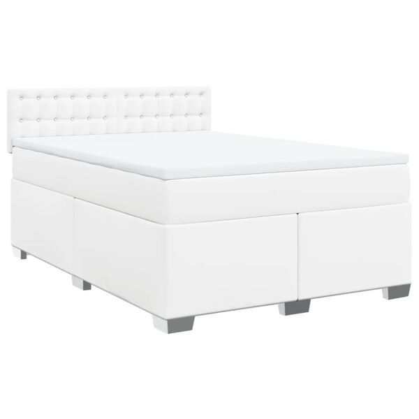 vidaXL Sommier à lattes de lit avec matelas Blanc 140x200cm Similicuir