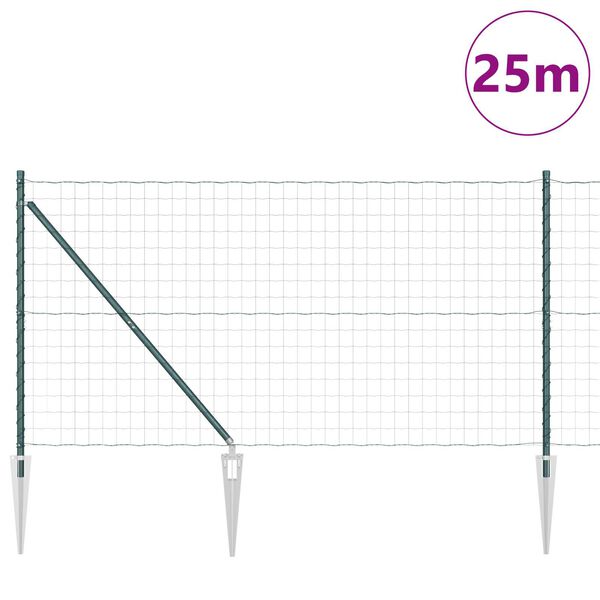 vidaXL Cl&ocirc;ture avec poteau Vert 1,2 x 25 m Acier