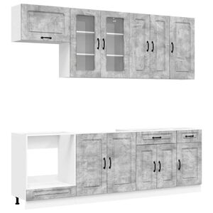 vidaXL Unit&eacute; de cuisine KALMAR 8 pc Gris b&eacute;ton Bois d'ing&eacute;nierie