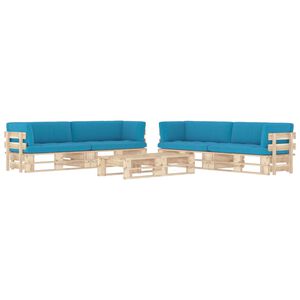 vidaXL Salon de jardin palette 6pcs avec coussins Bois de pin impr&eacute;gn&eacute;