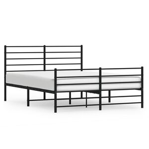 vidaXL Cadre de lit m&eacute;tal sans matelas avec pied de lit noir 160x200cm