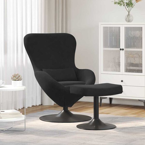 vidaXL Chaise &OElig;uf avec Pouf Noir Velours