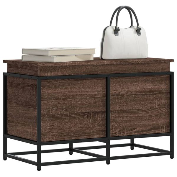 vidaXL Bo&icirc;te de rangement avec couvercle ch&ecirc;ne marron bois ing&eacute;nierie