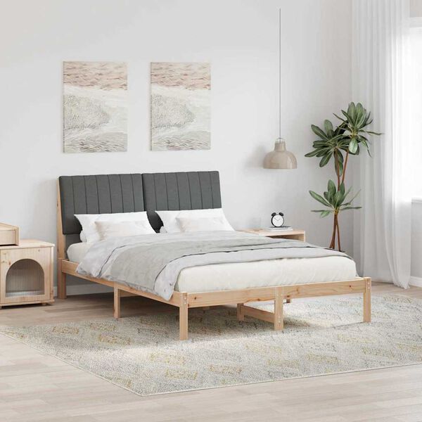 vidaXL Cadre de lit Gris fonc&eacute; 140 x 200 cm Pin massif