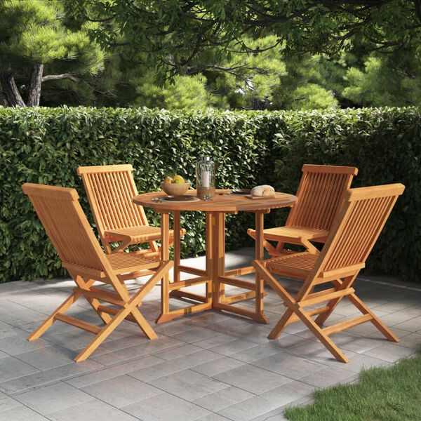 vidaXL Mobilier à dîner d'extérieur pliable 5 pcs Bois solide de teck