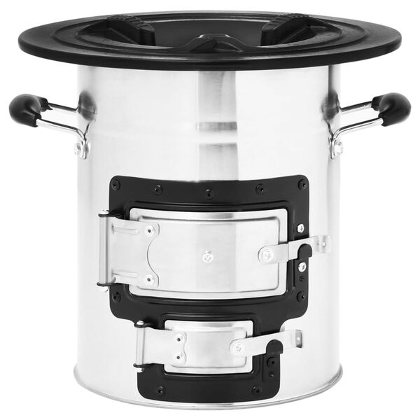 vidaXL Poêle à bois de camping Argenté 51,5x35x30,5cm Acier inoxydable