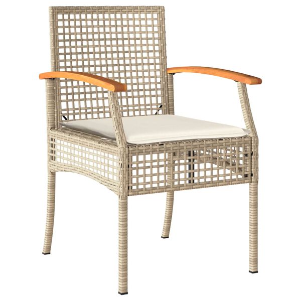 vidaXL Ensemble &agrave; manger de jardin et coussins 7 pcs beige poly rotin