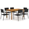 vidaXL Ensemble &agrave; manger de jardin 7 pcs Noir