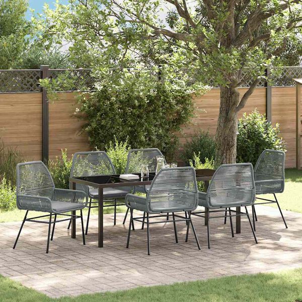 vidaXL Ensemble de salle &agrave; manger pour jardin 7 pcs Gris polyrotin