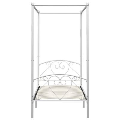 vidaXL Cadre de lit à baldaquin sans matelas blanc métal 90x200 cm