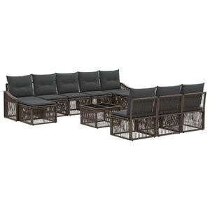 vidaXL Ensemble de canap&eacute; de jardin 11 pc Gris polyrotin