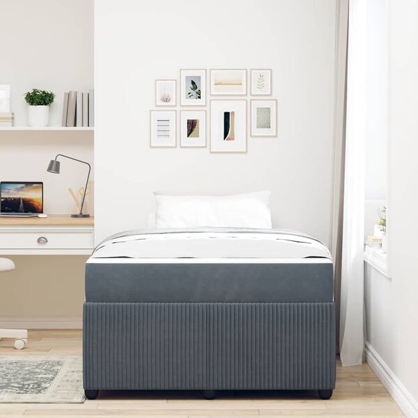 vidaXL Cadre de lit avec matelas Gris fonc&eacute; 120 x 200 cm Velours
