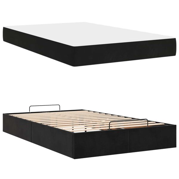 vidaXL Cadre de lit avec matelas avec matelas 2 pcs Noir Velours