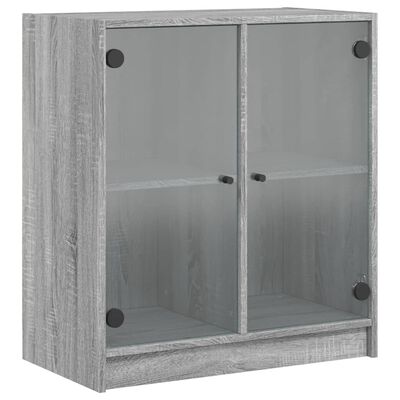 vidaXL Armoire latérale avec portes en verre sonoma gris 68x37x75,5 cm