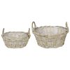 vidaXL Panier &agrave; plantes GENDT 2 pi&egrave;ces Gris naturel Rattan Kubu