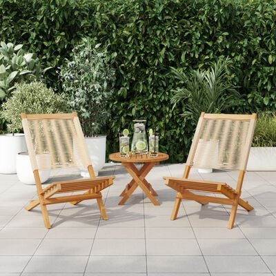 vidaXL Chaises de jardin lot de 2 beige bois d'acacia et polypropylène