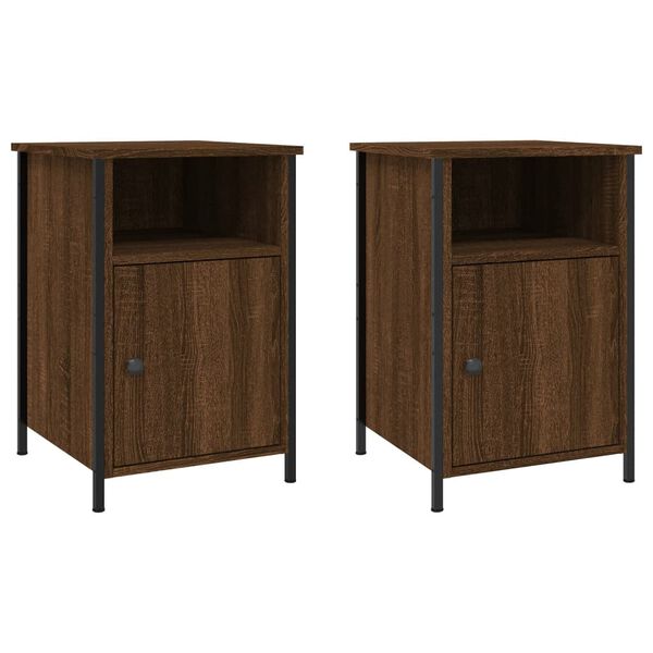 vidaXL Tables de chevet 2pcs Ch&ecirc;ne marron 40x42x60cm Bois d'ing&eacute;nierie
