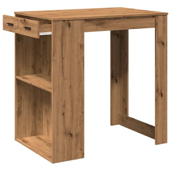 vidaXL Table de bar ch&ecirc;ne artisanal 102x70x103,5 cm bois d'ing&eacute;nierie