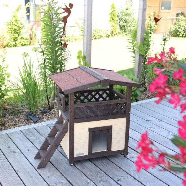 Kerbl Maison à chat chauffée 4-saisons Deluxe 88x57x77 cm Marron foncé