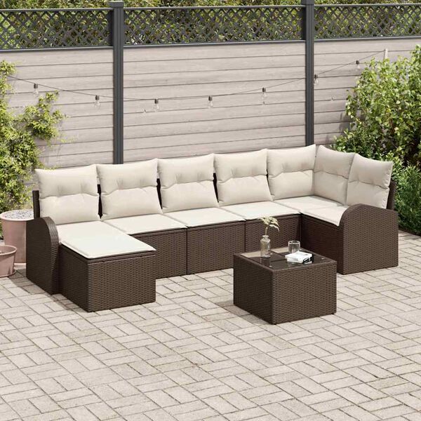 vidaXL Ensemble de canap&eacute; de jardin 8 pcs Marron Poly rotin