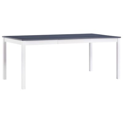vidaXL Table de salle à manger Blanc et gris 180 x 90 x 73 cm Pin