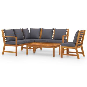 vidaXL Salon de jardin 5 pcs avec coussin Bois d'acacia solide